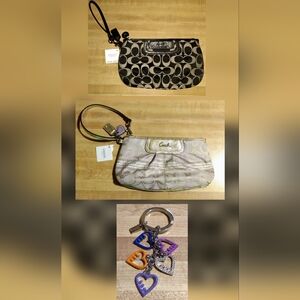 Coach Wristlets Clutch Mini Bags & Coach Poppy Keychain Bundle Of 3